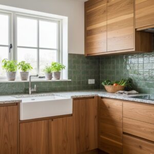 Kitchen featuring sustainable wood cabinetry and natural light